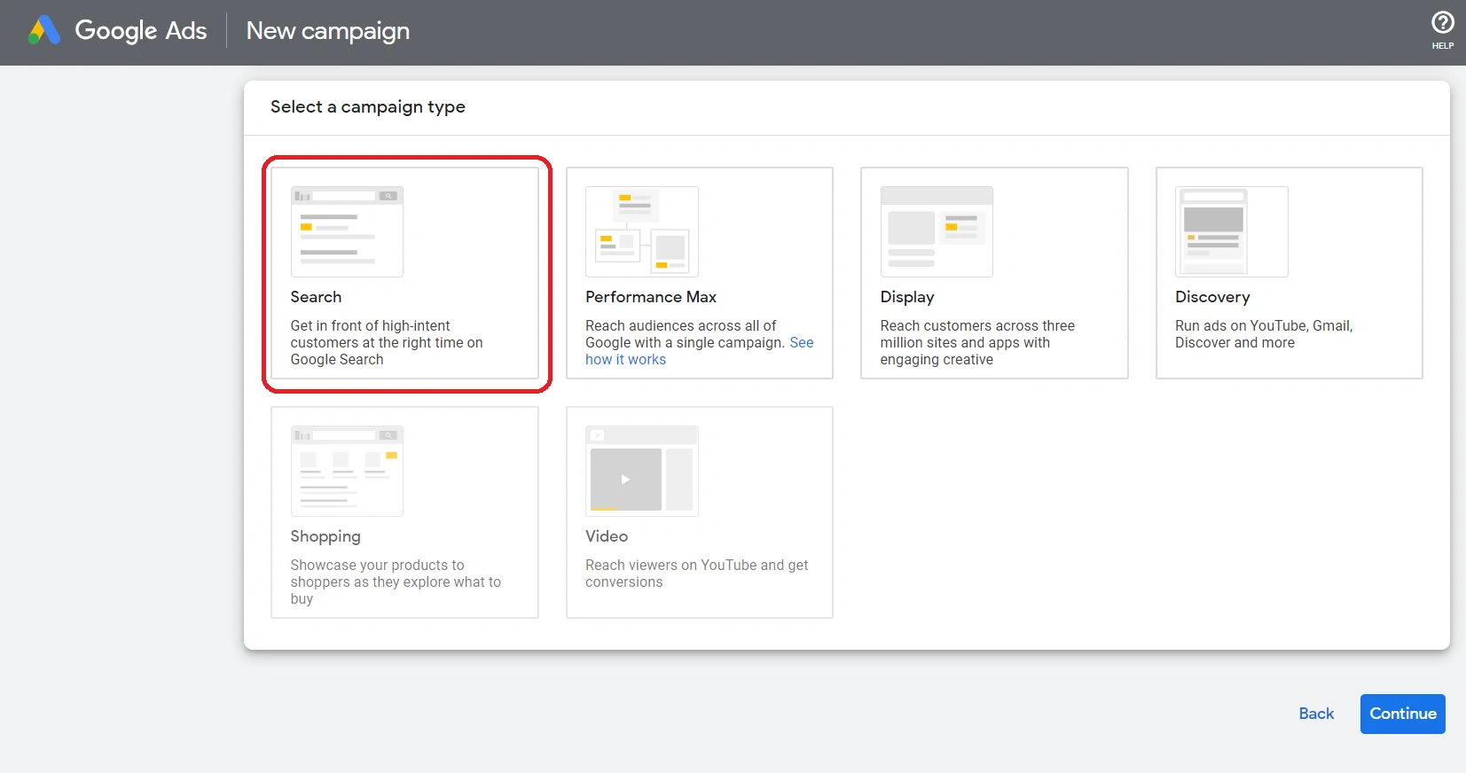 Choosing search ads