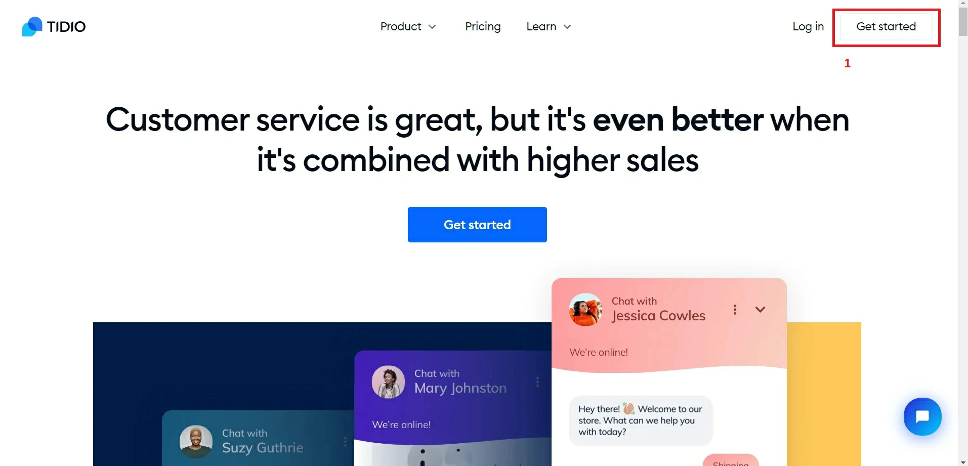 get started with tidio - page