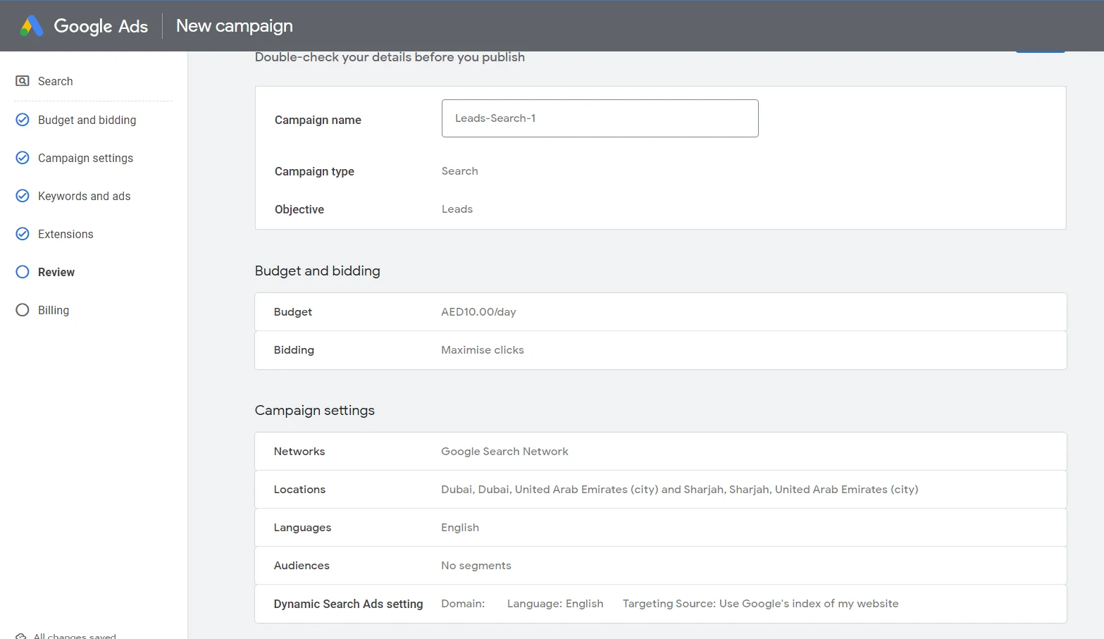 review all your setting on the google ads