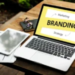 Laptop screen displaying a professional personal branding strategy concept