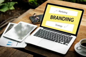 Laptop screen displaying a professional personal branding strategy concept